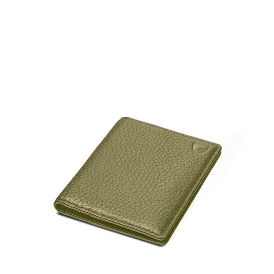 Double Fold Credit Card Holder in Olive Pebble from Aspinal of London