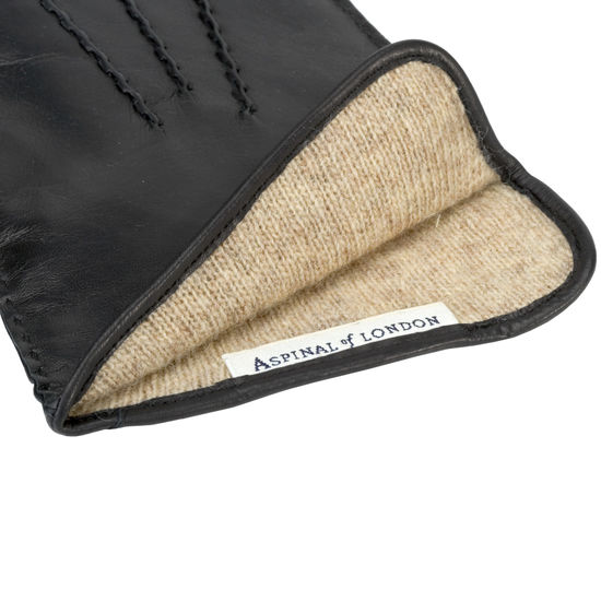 Men’s Cashmere Lined Leather Gloves in Black Nappa from Aspinal of London