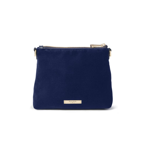 Trunk Clutch Internal Pouch in Navy Velvet from Aspinal of London