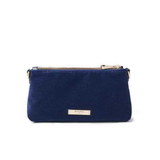 Trinket Box Internal Pouch in Navy Velvet from Aspinal of London
