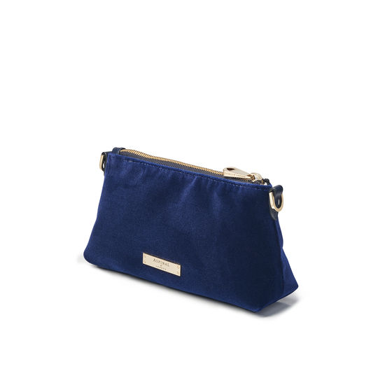 Trinket Box Internal Pouch in Navy Velvet from Aspinal of London