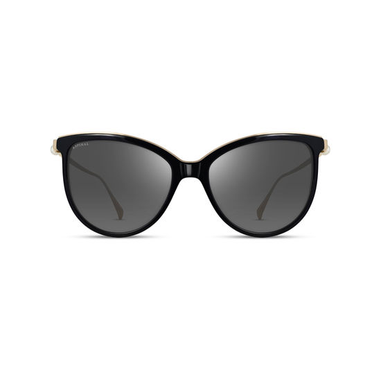 Mayfair Sunglasses in Black Acetate & Gold Metal from Aspinal of London