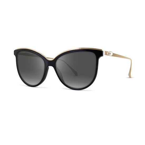 Mayfair Sunglasses in Black Acetate & Gold Metal from Aspinal of London