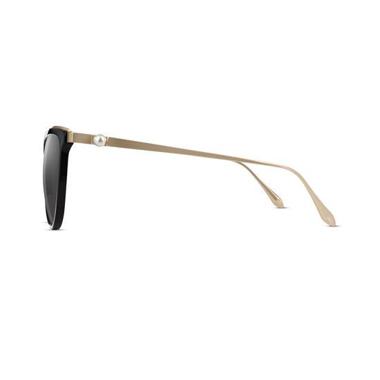 Mayfair Sunglasses in Black Acetate & Gold Metal from Aspinal of London