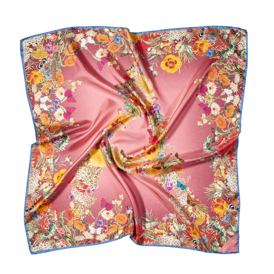 Ombre ‘A’ Floral Silk Scarf in Pink from Aspinal of London