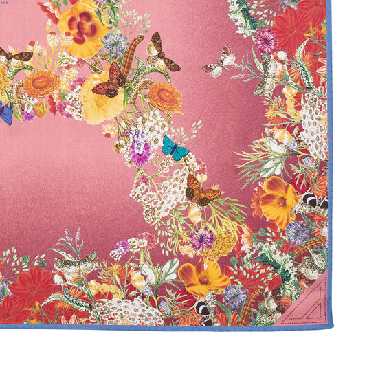 Ombre ‘A’ Floral Silk Scarf in Pink from Aspinal of London