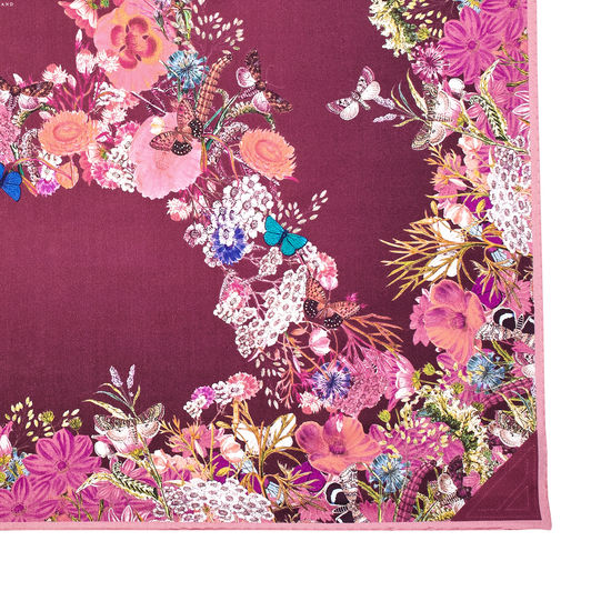 Ombre ‘A’ Floral Silk Scarf in Bordeaux from Aspinal of London
