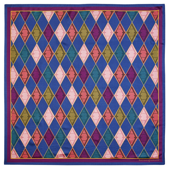 Aspinal Harlequin Silk Scarf in Multi-coloured Pure Silk Twill from Aspinal of London