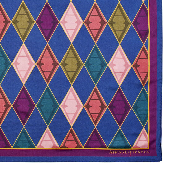 Aspinal Harlequin Silk Scarf in Multi-coloured Pure Silk Twill from Aspinal of London
