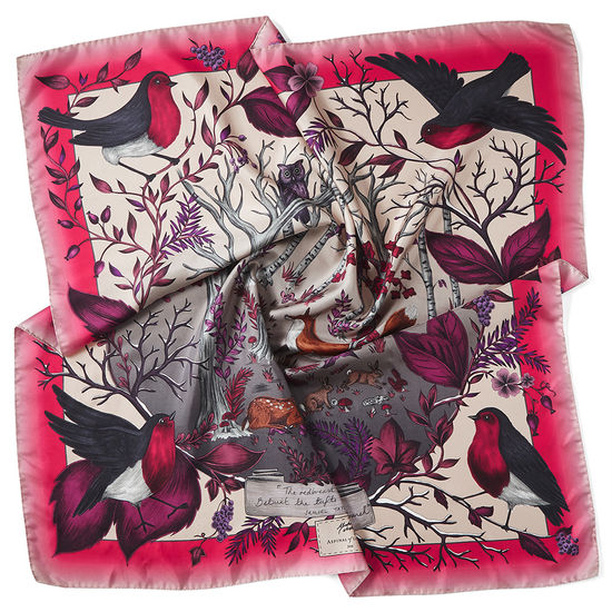 Robin Silk Scarf in Magenta from Aspinal of London