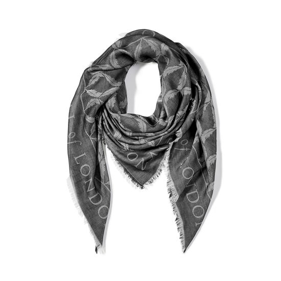 Harlequin Print Jacquard Scarf in Monochrome from Aspinal of London