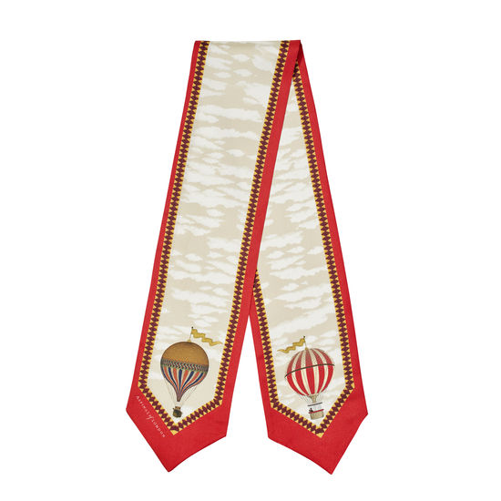 Hot Air Balloon Neck Bow Scarf in Red Silk Twill from Aspinal of London