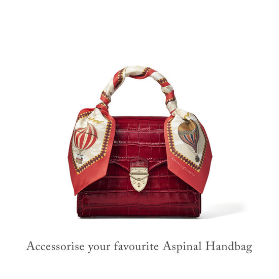 Hot Air Balloon Neck Bow Scarf in Red Silk Twill from Aspinal of London