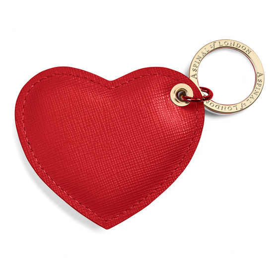 Heart Key Ring in Scarlet Saffiano from Aspinal of London