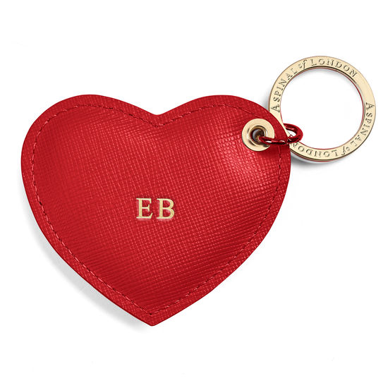 Heart Key Ring in Scarlet Saffiano from Aspinal of London