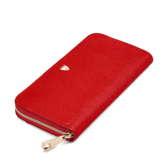 Continental Purse in Scarlet Saffiano from Aspinal of London