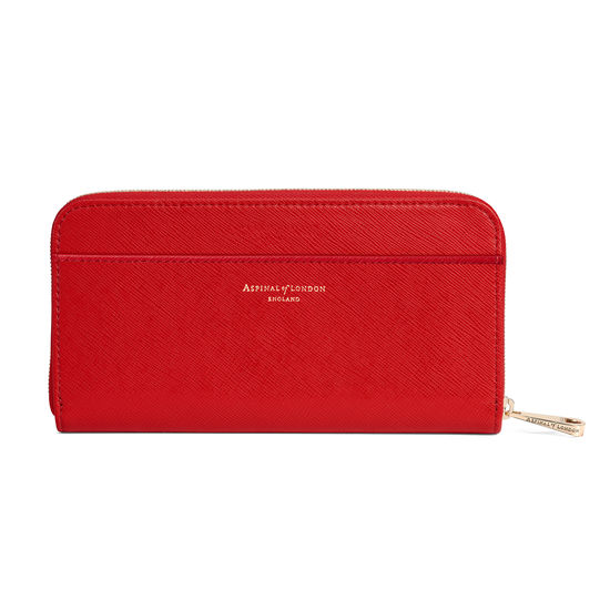 Continental Purse in Scarlet Saffiano from Aspinal of London