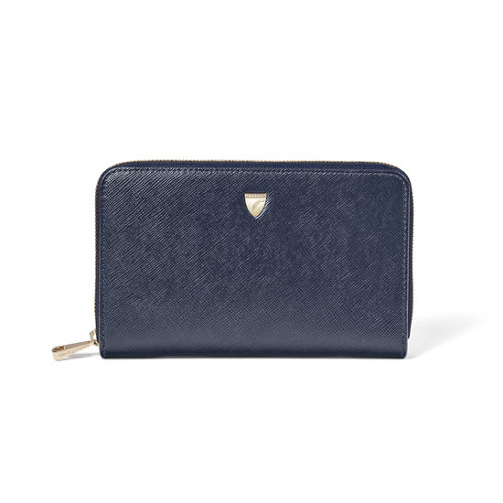 Midi Continental Purse in Navy Saffiano from Aspinal of London