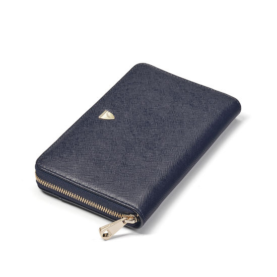 Midi Continental Purse in Navy Saffiano from Aspinal of London