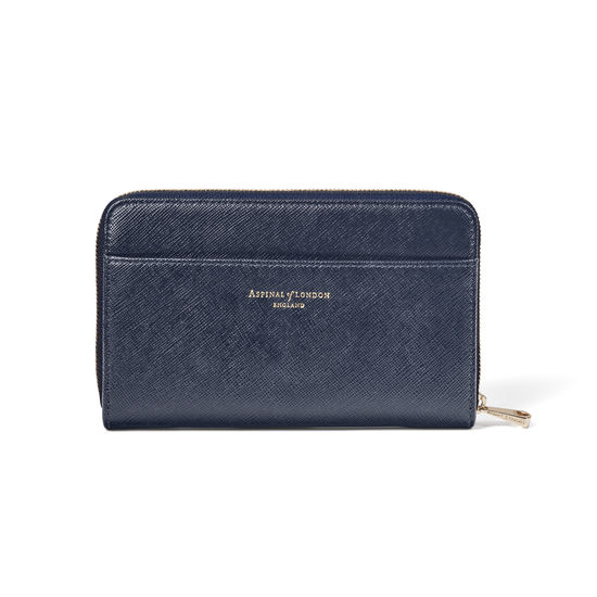 Midi Continental Purse in Navy Saffiano from Aspinal of London