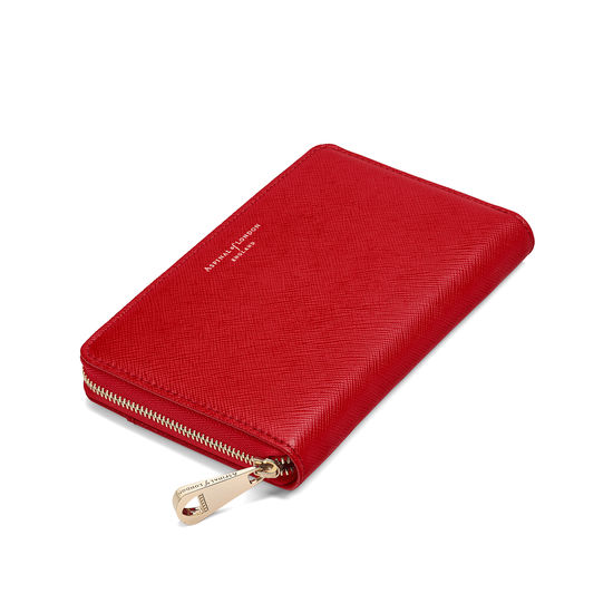 Midi Continental Purse in Scarlet Saffiano from Aspinal of London