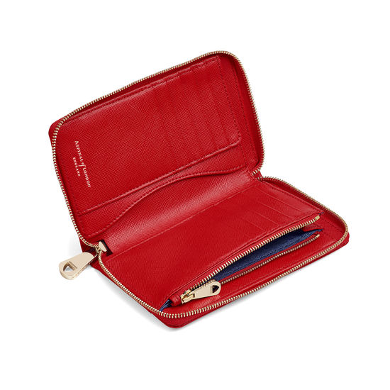 Midi Continental Purse in Scarlet Saffiano from Aspinal of London