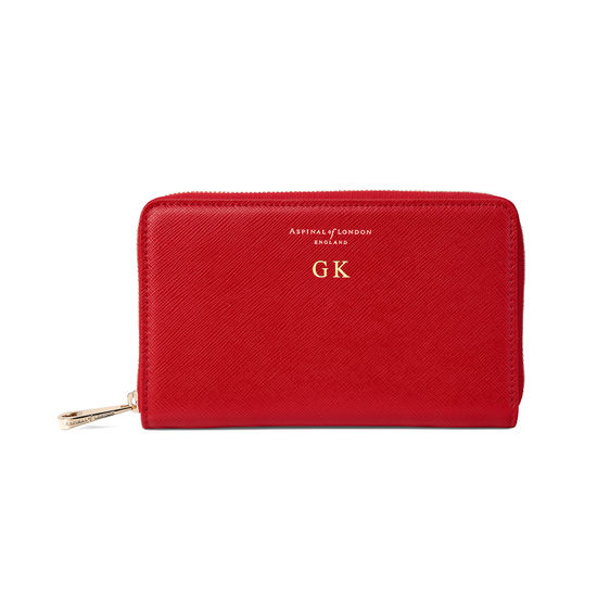 Midi Continental Purse in Scarlet Saffiano from Aspinal of London