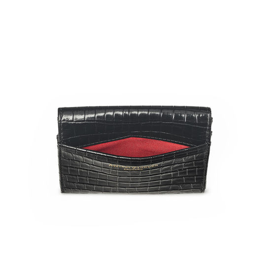 Small Mayfair Purse in Deep Shine Black Small Croc from Aspinal of London
