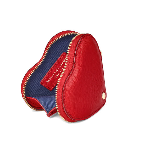 Heart Coin Purse in Scarlet Saffiano from Aspinal of London