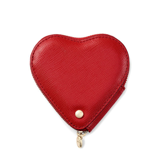 Heart Coin Purse in Scarlet Saffiano from Aspinal of London
