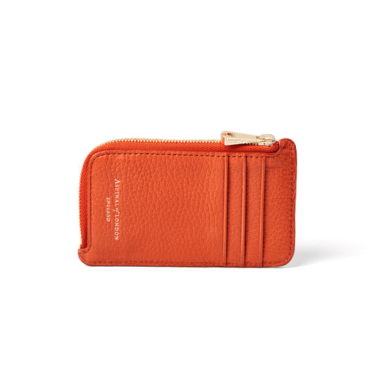 Zipped Coin & Card Holder in Marmalade Pebble from Aspinal of London
