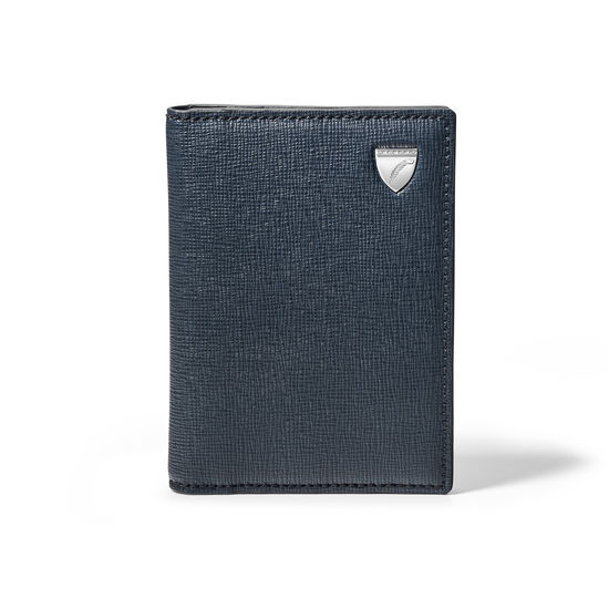 Business Card Holder in Navy Saffiano & Smooth Navy from Aspinal of London