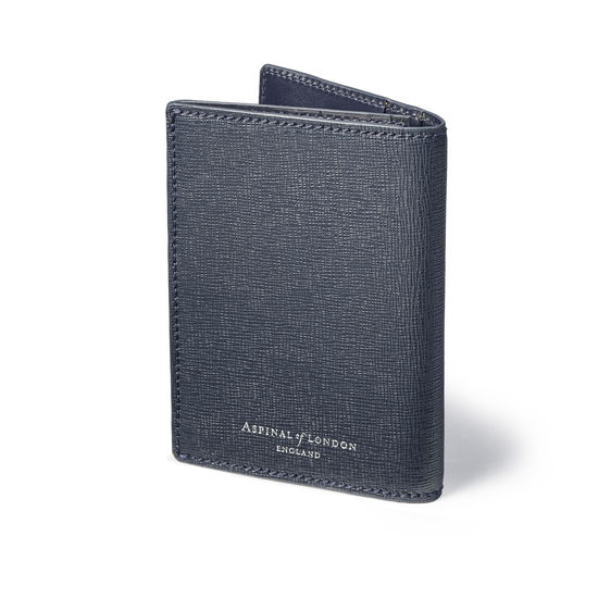 Business Card Holder in Navy Saffiano & Smooth Navy from Aspinal of London