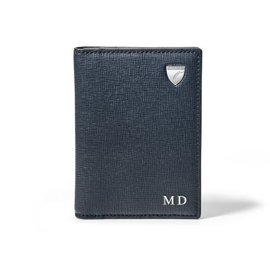 Business Card Holder in Navy Saffiano & Smooth Navy from Aspinal of London