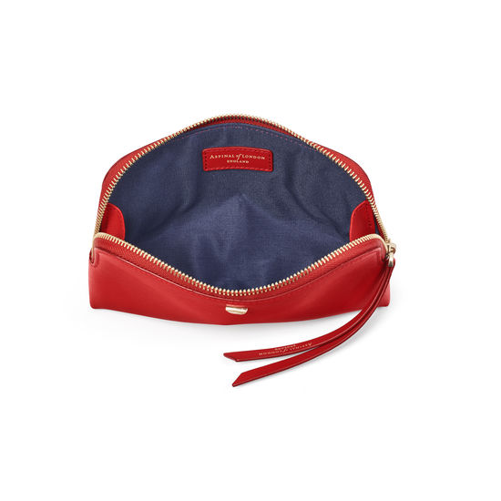 Small Essential Cosmetic Case in Scarlet Saffiano from Aspinal of London