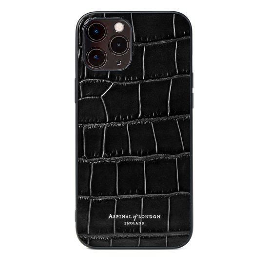 iPhone 12 Pro Max Case in Black Croc from Aspinal of London