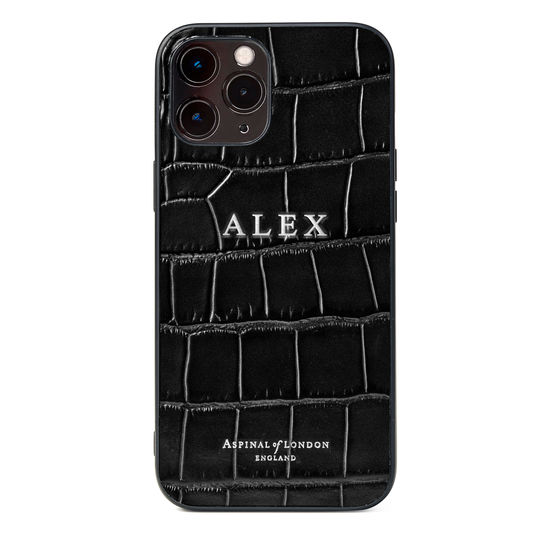 iPhone 12 Pro Max Case in Black Croc from Aspinal of London