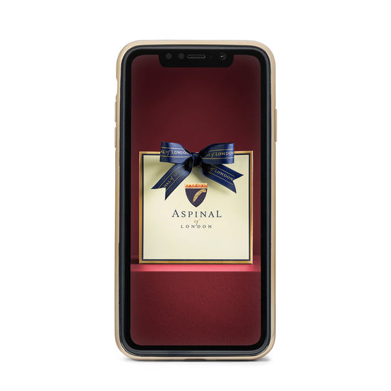 Lion iPhone Xs Case in Deep Shine Black Small Croc from Aspinal of London