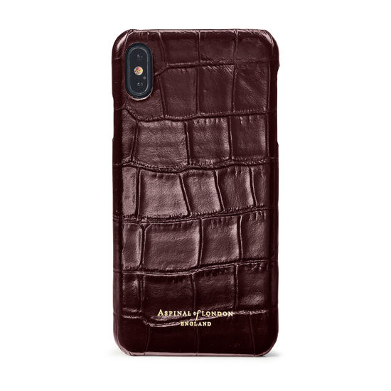 iPhone Xs Max Case in Deep Shine Amazon Brown Croc from Aspinal of London