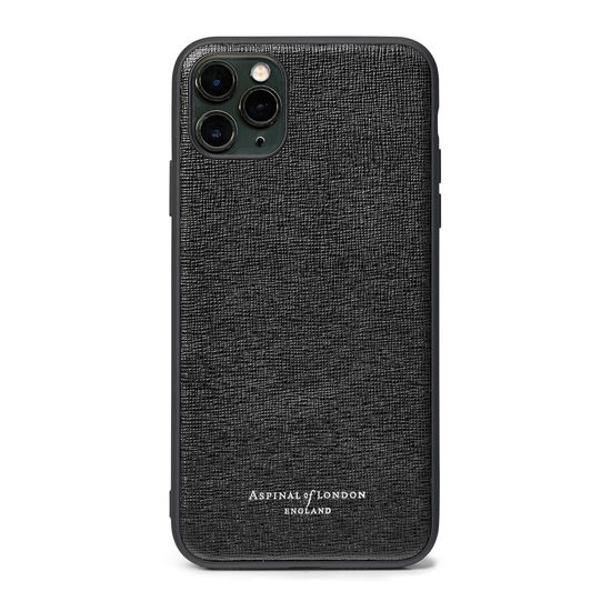 iPhone 11 Pro Max Case with Black Edge in Black Saffiano from Aspinal of London