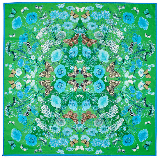 Botanical 'A' Silk Scarf in Chalkhill Blue Pure Silk from Aspinal of London