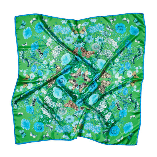 Botanical 'A' Silk Scarf in Chalkhill Blue Pure Silk from Aspinal of London
