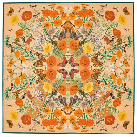 Botanical 'A' Silk Scarf in Meadow Pure Silk from Aspinal of London