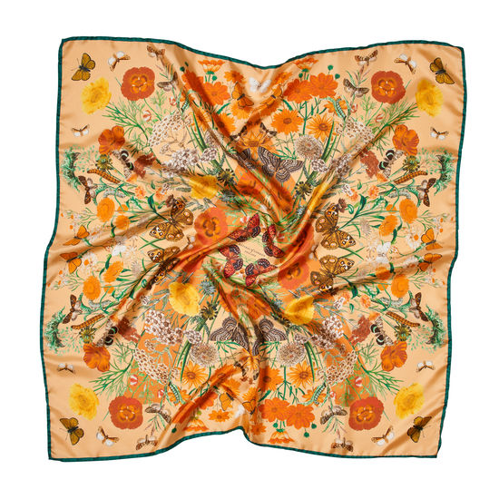Botanical 'A' Silk Scarf in Meadow Pure Silk from Aspinal of London