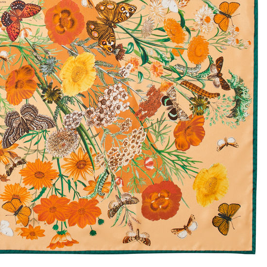 Botanical 'A' Silk Scarf in Meadow Pure Silk from Aspinal of London