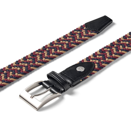 Braided Jeans Belt in Navy, Gold & Bordeaux from Aspinal of London