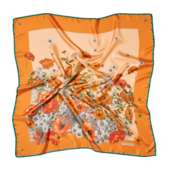 Polka Dot Poppy Silk Scarf in Meadow Pure Silk from Aspinal of London