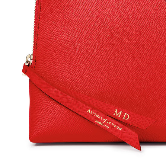 Large Essential Cosmetic Case in Scarlet Saffiano from Aspinal of London