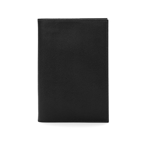 A5 Refillable Leather Journal in Black Saffiano from Aspinal of London
