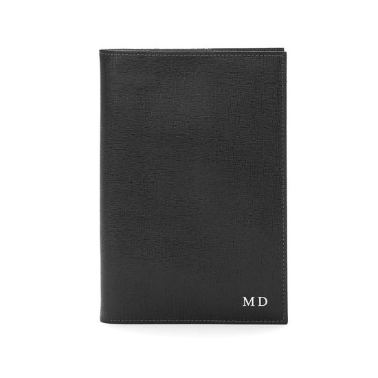 A5 Refillable Leather Journal in Black Saffiano from Aspinal of London